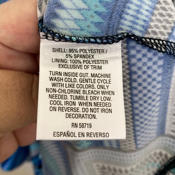 JM Collection Beaded Dress in Geometric Blue Print Size XL - Picture 8 of 9